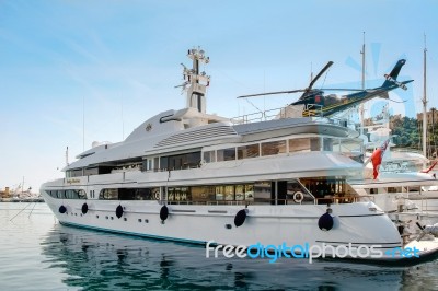 Monte Carlo, Monaco/europe - April 19 : Expensive Yacht In Monte… Stock Photo