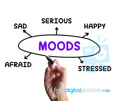 Moods Diagram Means Happy Sad And Feelings Stock Image