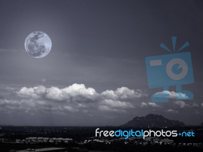 Moon And Mountains Stock Photo