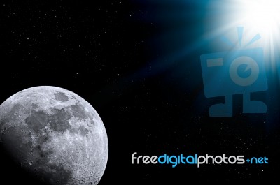Moon In Night Sky Stock Photo