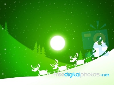 Moon Santa Indicates Merry Xmas And Celebrate Stock Image
