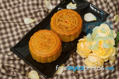 Mooncake ,chinese Mid Autumn Festival Food Stock Photo