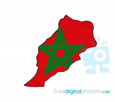 Morocco Map On Morocco Flag Drawing ,grunge And Retro Flag Serie… Stock Image