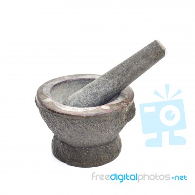 Mortar And Pestle Isolated On A White Background Stock Photo