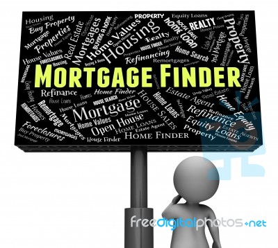 Mortgage Finder Represents Search For And Borrowing 3d Rendering… Stock Image