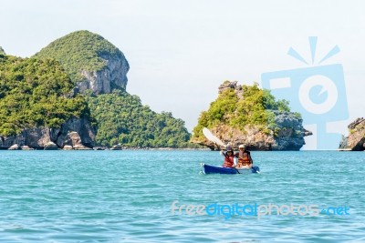 Mother And Daughter Travel By Kayak Stock Photo