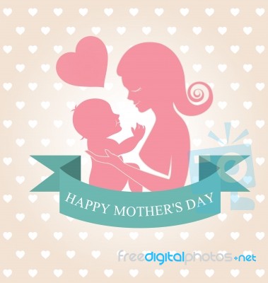 Mother Carrying Her Child Stock Image