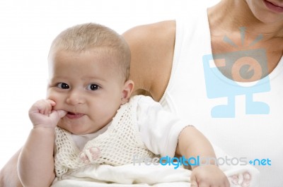 Mother Holding Little Baby Stock Photo