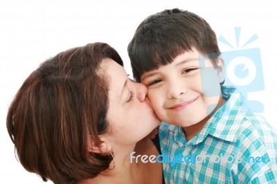 Mother Kissing Her Son Stock Photo Mother Kissing Her Son Stock Photo