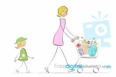 Mother Shopping With Daughter Stock Image