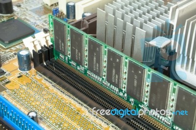 Motherboard And Pc Components Over A Wood Background For A Iot O… Stock Photo