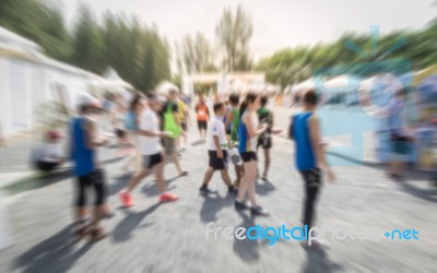 Motion Blurred Crowd Of Athlete For Marathon Stock Photo
