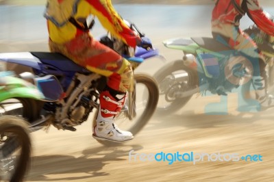 Motocross Bikes Racing Stock Photo