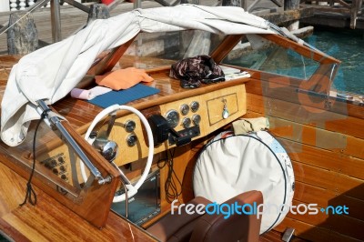 Motorboat Moored In Venice Stock Photo