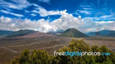 Mount Bromo Volcano (gunung Bromo)in Bromo Tengger Semeru National Park, East Java, Indonesia Stock Photo