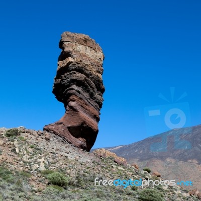 Mount Teide And The Rock Called The Tree Stock Photo