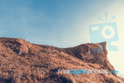 Mountain In Sienna-blue Color Two Tone Stock Photo