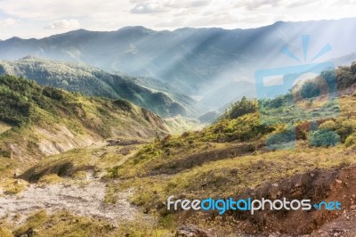 Mountains Landscape Near San Cristobal Verapaz, Guatemala Stock Photo
