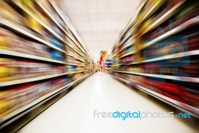 Move Motion In Supermarket Stock Photo