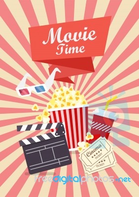 Movie Time Poster Design Stock Image