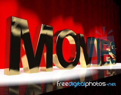 Movies Word On Stage Stock Image