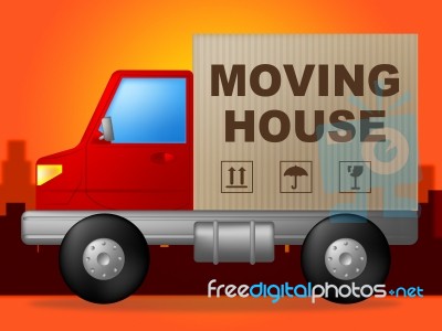 Moving House Indicates Buy New Home And Freight Stock Image