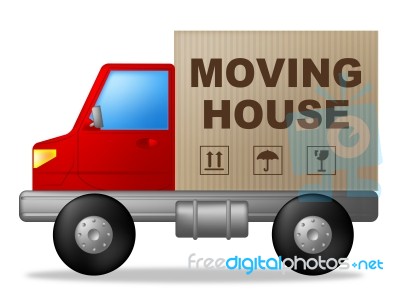 Moving House Shows Change Of Residence And Lorry Stock Image