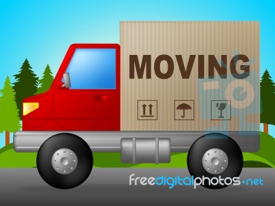 Moving Truck Means Change Of Address And Lorry Stock Image