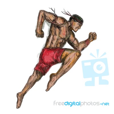 Muay Thai Boxing Fighter Tattoo Stock Image
