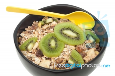 Muesli And Kiwi Closed Up Stock Photo