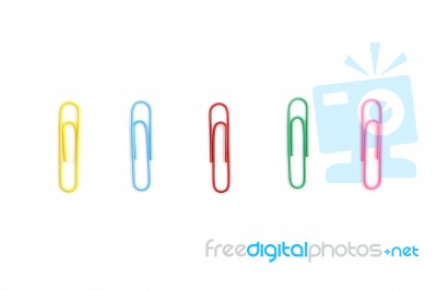 Multi Colored Paper Clips Isolated Stock Photo