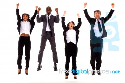 Multi Ethnic Team Rejoicing Stock Photo