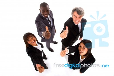 Multi Ethnic Team With Thumbs Up Stock Photo