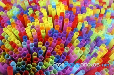 Multicolor Straws Stock Photo