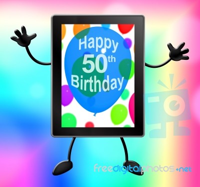 Multicolored Balloons For Celebrating A 50th Or Fiftieth Birthday Stock Image