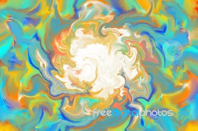 Multicoloured Abstract Waveform Painting With White Space In Center Stock Image