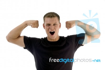 Muscular Male Shouting Stock Photo