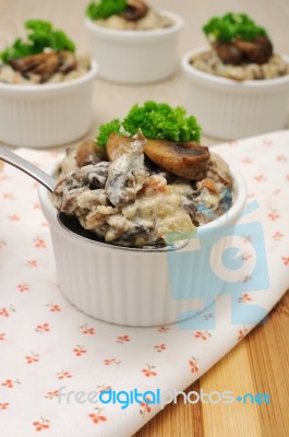Mushrooms Baked Stock Photo