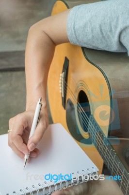 Music Composer Hand Writing Songs Stock Photo
