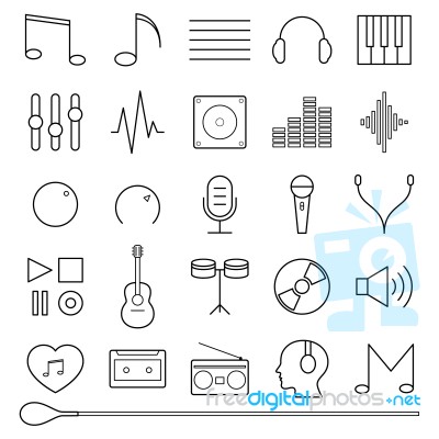 Music Icons Set  Illustration Stock Image
