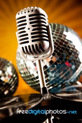 Music Microphone, Music Saturated Concept Stock Photo