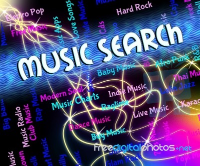 Music Search Means Melodies Exploration And Acoustic Stock Image