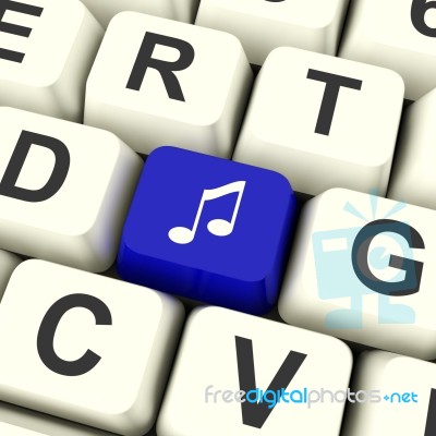Music Symbol Computer Key In Blue Stock Image