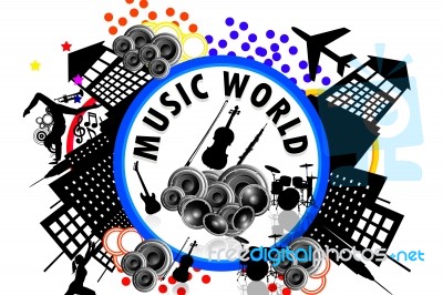 Music World In Abstract Background Stock Image