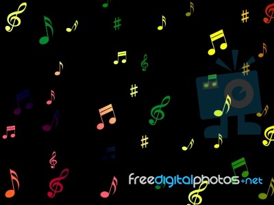 Musical Notes Background Shows Creative Composition Or Tone Stock Image