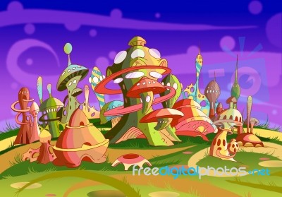 Mystery Wonderland. Fantastic Alien City Stock Image