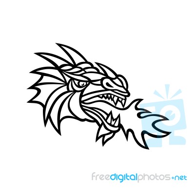 Mythical Dragon Breathing Fire Mascot Stock Image