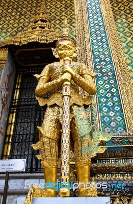 Mythical Giant Guardian (yak) At Wat Phra Kaew, Thailand Stock Photo