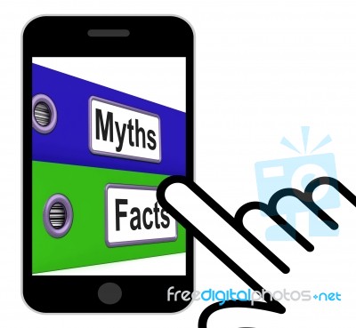 Myths Facts Folders Displays Factual And Untrue Information Stock Image