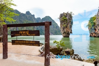 Nameplate Khao Tapu Or James Bond Island Stock Photo